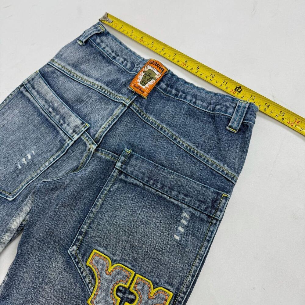 Vintage y2k grunge embroidered rare distressed baggy faded jeans - Picture 5 of 6